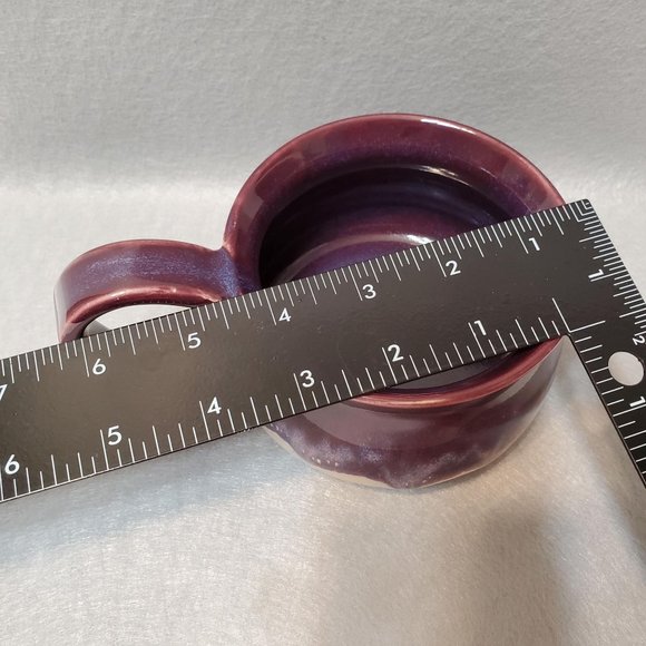 Hand Crafted Studio Pottery Soup Mug, Signed Large Coffee Cup, Purple Drip Glaze - Picture 6 of 13